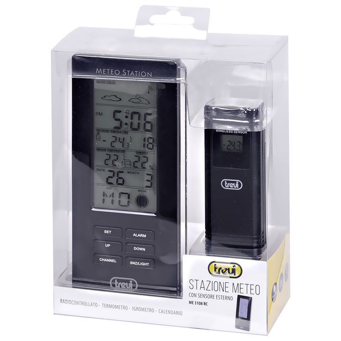 Trevi stazione meteo me 3108 rc nero radiocontrollata con sensore esterno senza fili