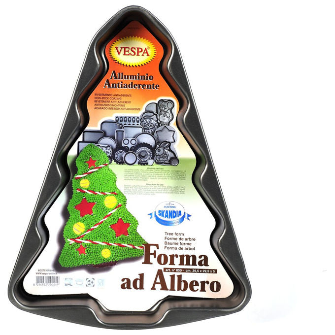Vespa stampo per torte albero di natale antiaderente alluminio nero 29,5x39,5 cm