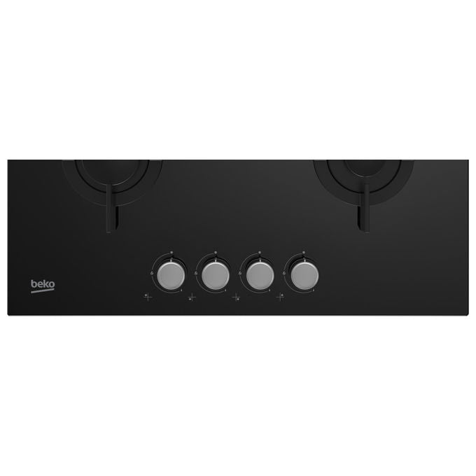 BEKO piano cottura a gas 4 fuochi 58 cm vetro nero da incasso HILG 64222 S