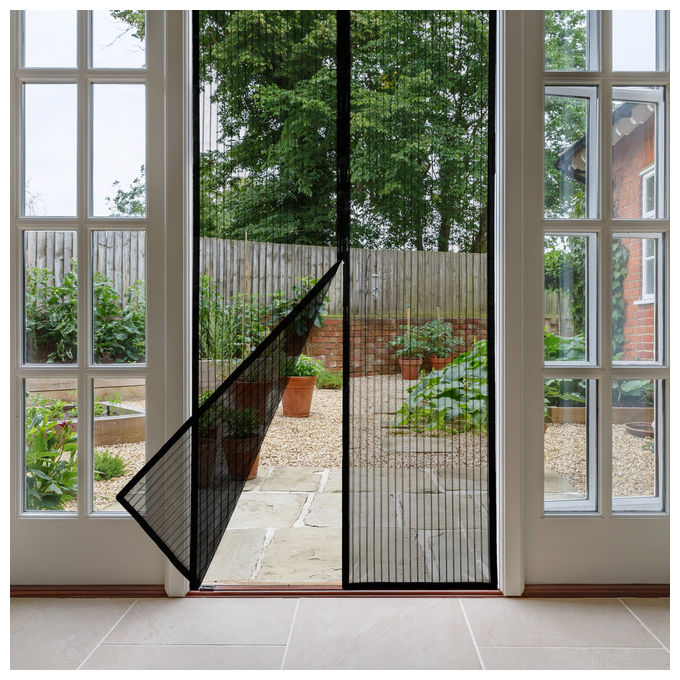Zanzariera magnetica per porta 100x220 cm nera con 2 bandelle Vigor