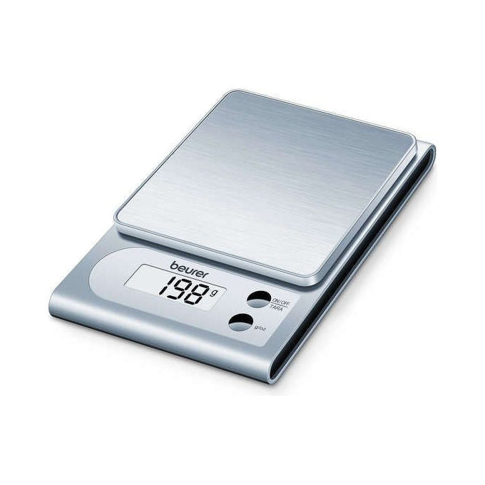 Beurer KS22 Bilancia da Cucina Digitale Acciaio Inox Portata 3 Kg Precisione 1g Display LCD colore Argento