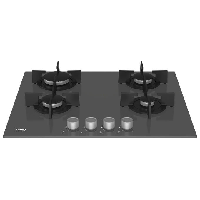 BEKO HILG 64222 SZG Piano cottura a gas 60 cm 4 fuochi grigio pietra griglie ghisa