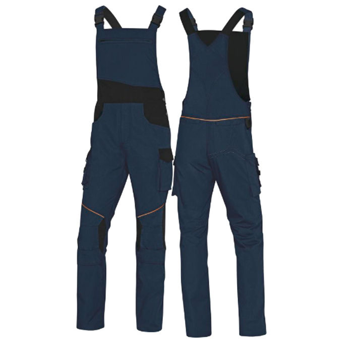 Deltaplus MCSA2MNGT Mach 2 Corporate Salopette da Lavoro 65% poliestere 35% cotone Ripstop 260 g-m² con Bretelle Elasticizzate Tasche Rinforzate Predisposizione Ginocchiere colore Blu Nero