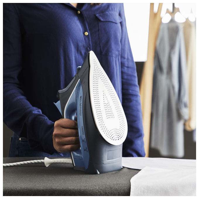 Rowenta DW4320D1 Express Steam Ferro da Stiro a Vapore 2500 W Piastra Microsteam 300 Laser 160 g-min Vapore Verticale colore Blu