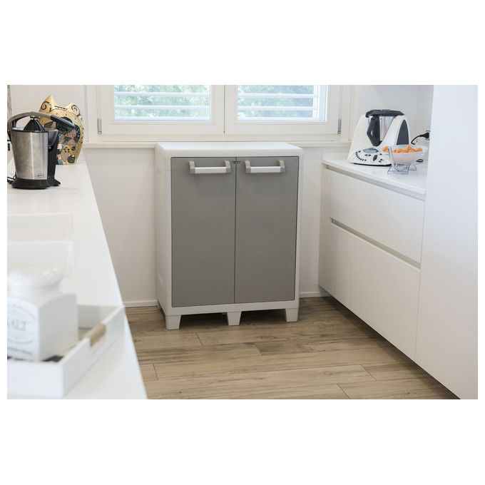 Toomax armadio basso urban xl esterno resina grigio tortora 78x49x101 cm 2 ripiani