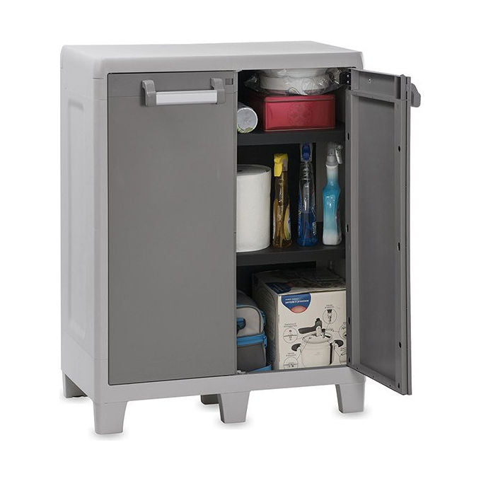 Toomax armadio basso urban xl esterno resina grigio tortora 78x49x101 cm 2 ripiani