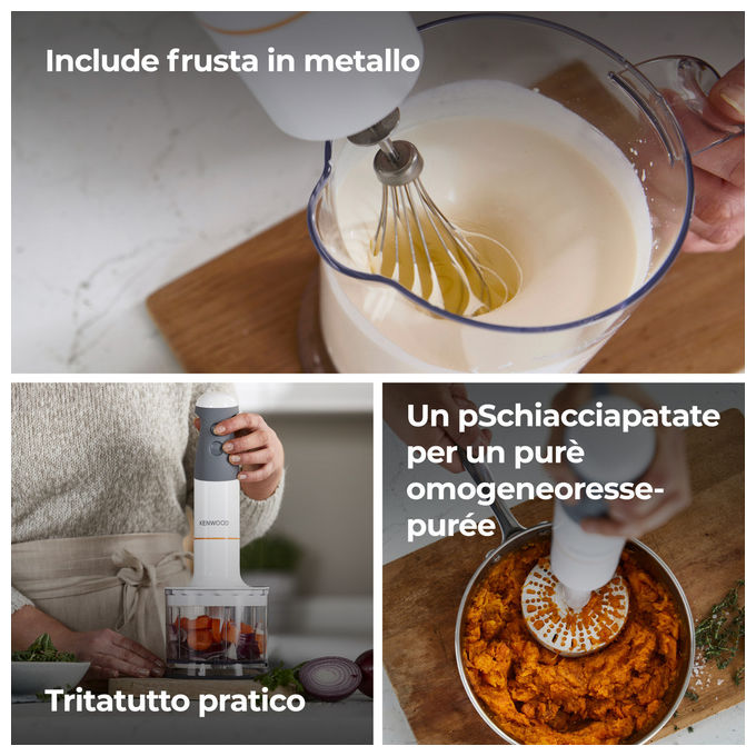 Kenwood HBM40306WH Triblade XL Frullatore ad Immersione 850W 2 velocita' becher 0.75L colore Bianco