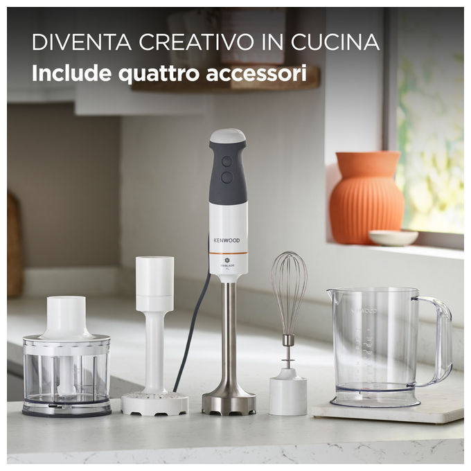 Kenwood HBM40306WH Triblade XL Frullatore ad Immersione 850W 2 velocita' becher 0.75L colore Bianco