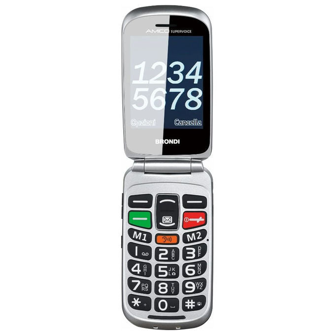 Brondi 10277090 Amico SuperVoice Telefono Cellulare Senior Dual SIM Tasto SOS Amplificazione Vocale Tasti Grandi colore Nero