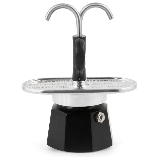 Bialetti 0007302-NP Mini Express Moka Caffettiera 2 tazze in alluminio con erogatore diretto colore Nero