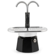 Bialetti 0007302-NP Mini Express Moka Caffettiera 2 tazze in alluminio con erogatore diretto colore Nero