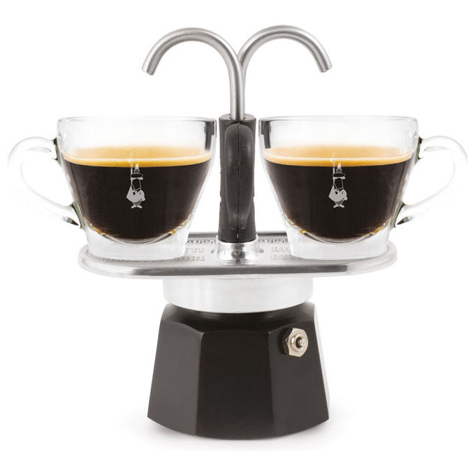 Bialetti 0007302-NP Mini Express Moka Caffettiera 2 tazze in alluminio con erogatore diretto colore Nero