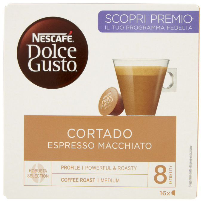 Nescafe Dolce Gusto capsule caffe Cortado Espresso Macchiato intensita 8 16 pezzi