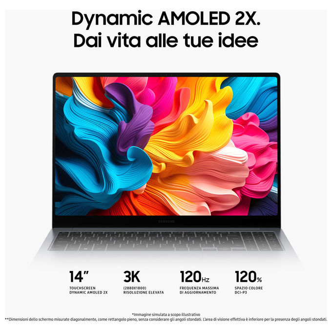 Samsung NP940XGK-KG2IT Galaxy Book4 Pro Notebook 14'' Intel Core Ultra 5 125H 16GB RAM 512GB SSD AMOLED Touch Windows 11 Home colore Grigio