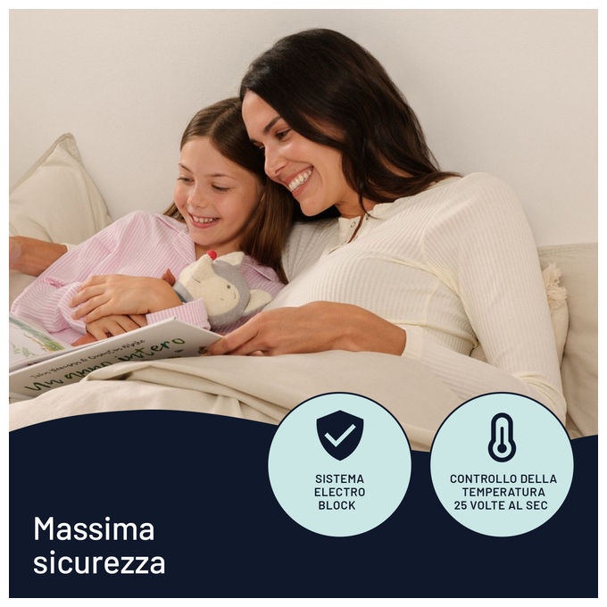 Imetec 16728 Scaldasonno Adapto Maxi Coprimaterasso Singolo 195x90 cm 150W 6 Temperature Basso Consumo Tessuto Anallergico colore Bianco