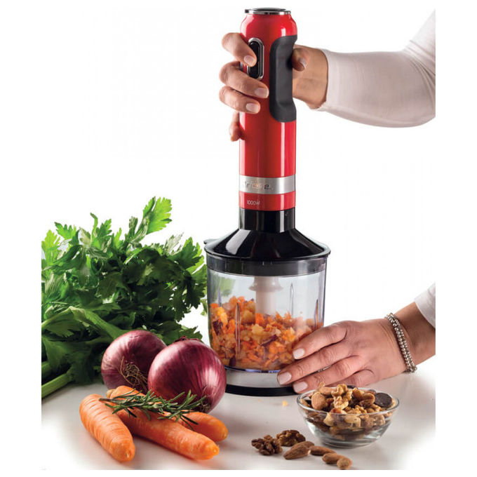 Ariete 602-00 Moderna Frullatore a immersione 1000W 10 velocita' turbo bicchiere 700ml tritatutto 500ml colore Rosso