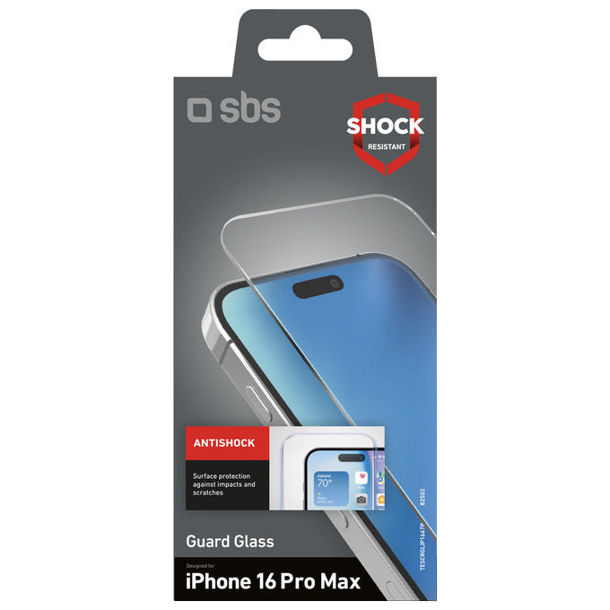 Sbs pellicola protettiva vetro temperato trasparente per iphone 16 pro max tescrglip1667p
