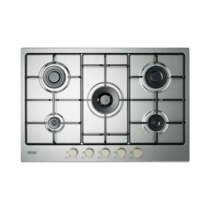 De longhi piano cottura a gas ylg 75 f 5 fuochi 75 cm acciaio inox griglie smaltate