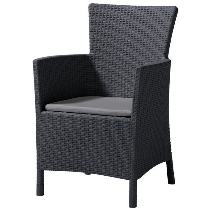 Keter poltrona da giardino Iowa effetto rattan grafite con cuscino resistente UV