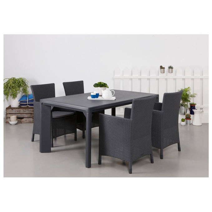 Keter poltrona da giardino Iowa effetto rattan grafite con cuscino resistente UV