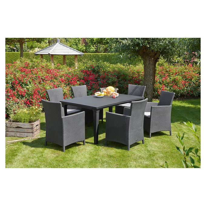 Keter poltrona da giardino Iowa effetto rattan grafite con cuscino resistente UV