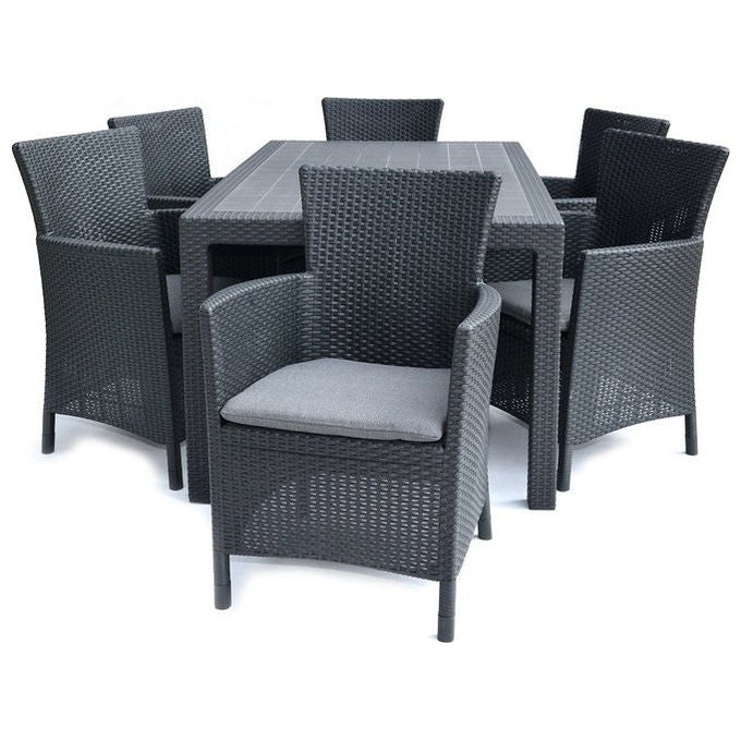 Keter poltrona da giardino Iowa effetto rattan grafite con cuscino resistente UV