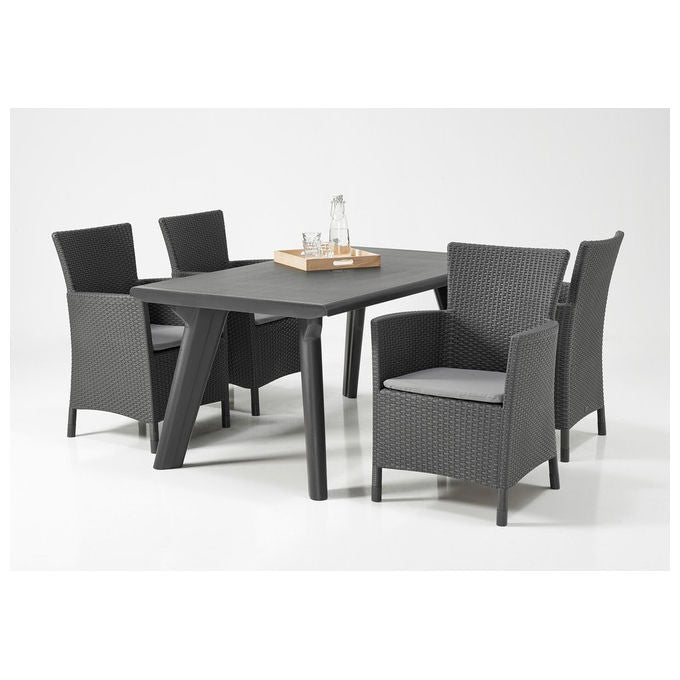 Keter poltrona da giardino Iowa effetto rattan grafite con cuscino resistente UV