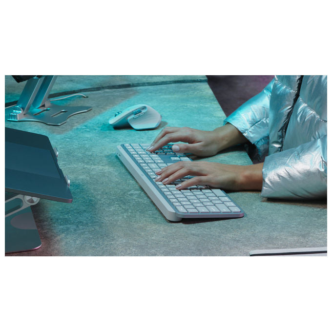 Logitech mx keys s tastiera wireless qwerty retroilluminata alluminio e bianco italiano