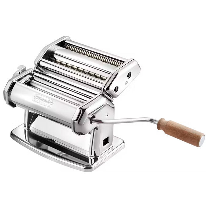 Imperia 3508 Pastaia Italiana Macchina per la Pasta Manuale Acciaio Cromato 6 Spessori con Stampo Ravioli Tagliapasta e Mattarello