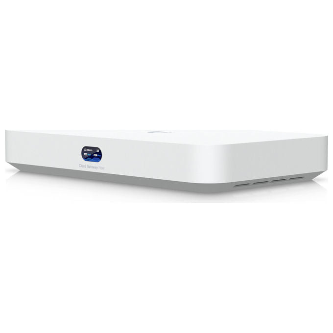 Ubiquiti UCG-FIBER UniFi Cloud Gateway Fiber Router 10G SFP+ 3 GB RAM 4 porte 2.5 Gbps PoE+ colore Bianco