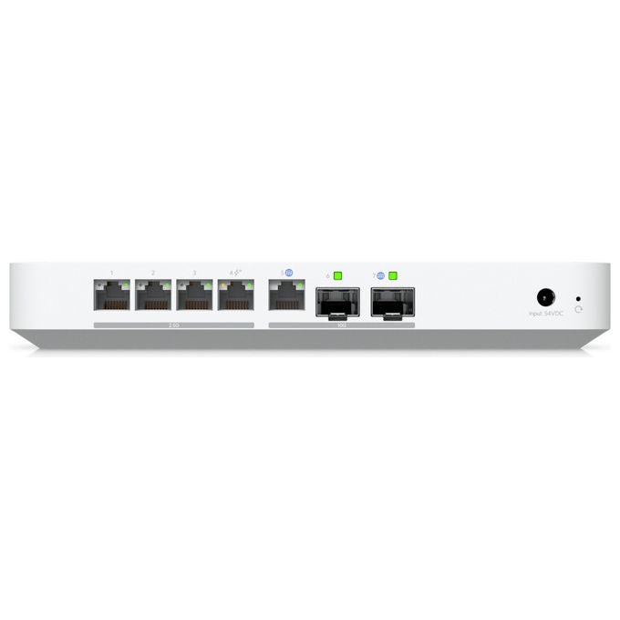 Ubiquiti UCG-FIBER UniFi Cloud Gateway Fiber Router 10G SFP+ 3 GB RAM 4 porte 2.5 Gbps PoE+ colore Bianco