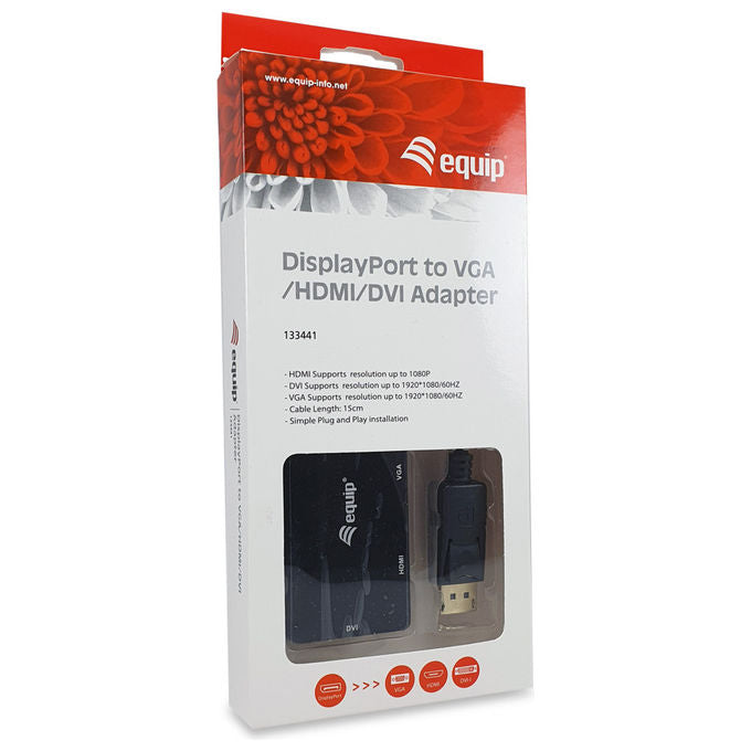 Equip Adattatore DisplayPort a VGA HDMI DVI