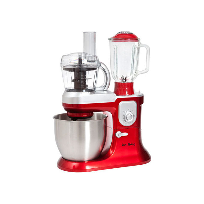 Innoliving INN-721 Robot da Cucina 1200W Ciotola 6.5L Frullatore 1.5L Tritatutto 0.8L colore Rosso