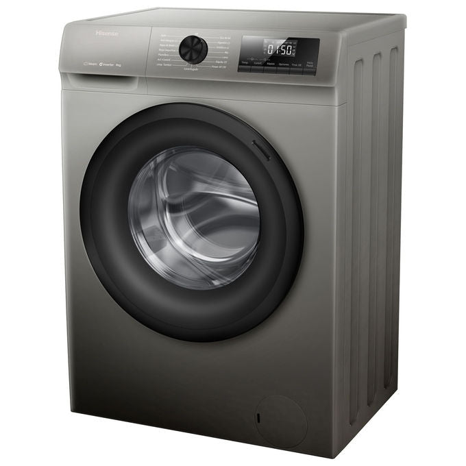 Hisense WF1Q8041BT Lavatrice a Carica Frontale 8 Kg 1400 rpm Classe energetica A-20% 15 Programmi Vapore Display LED Programma Rapido Partenza Ritardata Child Lock Titanium Metallic