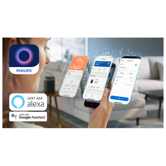 Philips CX3120-01 Serie 3000 Termoventilatore Ceramico 2000W EcoAI WiFi 24 dB oscillazione 45° colore Grigio Scuro