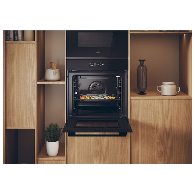Haier H6ID25G3YTB1 ID Serie 2 Forno da incasso Elettrico Multifunzione 78 L Classe A++ Pirolitico AirFry Wi-Fi (59,5x54,8x59,5 cm) colore Nero
