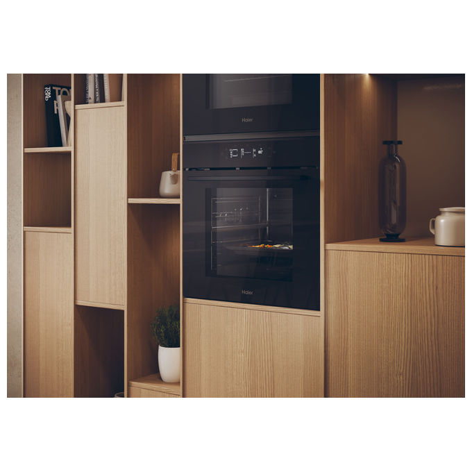 Haier H6ID25G3YTB1 ID Serie 2 Forno da incasso Elettrico Multifunzione 78 L Classe A++ Pirolitico AirFry Wi-Fi (59,5x54,8x59,5 cm) colore Nero