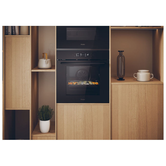 Haier H6ID25G3YTB1 ID Serie 2 Forno da incasso Elettrico Multifunzione 78 L Classe A++ Pirolitico AirFry Wi-Fi (59,5x54,8x59,5 cm) colore Nero