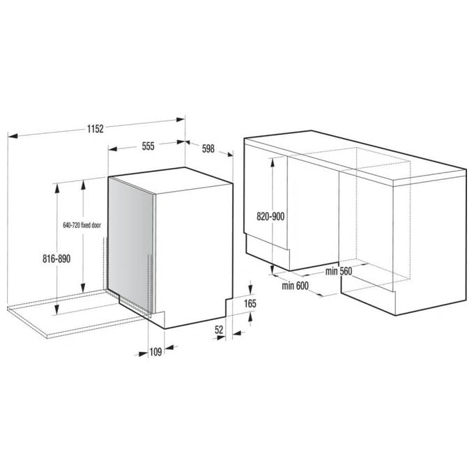 Hisense HV663A65 Lavastoviglie Incasso 16 coperti Classe A 41 dB Terzo Cestello AutoDry Inverter (82x60x55,5 cm) colore Inox