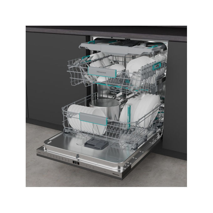Hisense HV663A65 Lavastoviglie Incasso 16 coperti Classe A 41 dB Terzo Cestello AutoDry Inverter (82x60x55,5 cm) colore Inox