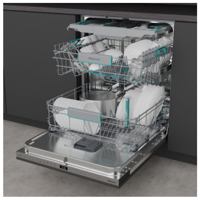 Hisense HV663A65 Lavastoviglie Incasso 16 coperti Classe A 41 dB Terzo Cestello AutoDry Inverter (82x60x55,5 cm) colore Inox
