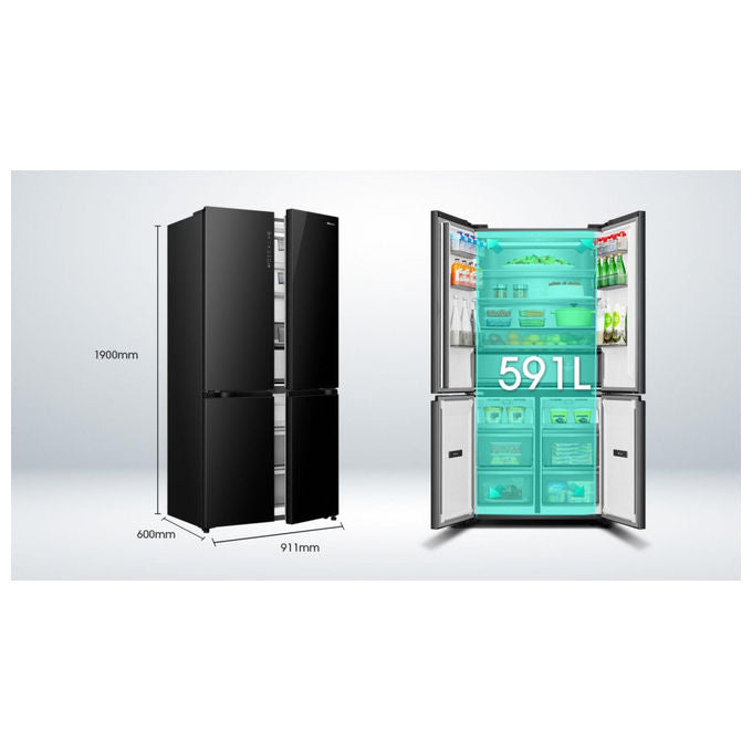 Hisense RQ768N4GBE Frigorifero 4 Porte 591 L 190 cm Classe E 37 dB Total No Frost Multi Air Flow colore Nero