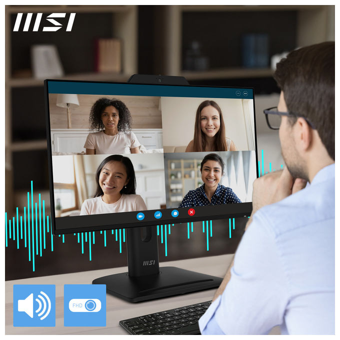 MSI PRO MP242PMG Monitor PC 23.8'' Full HD IPS 120Hz Webcam Altoparlanti Hub USB 2.0 VESA colore Nero