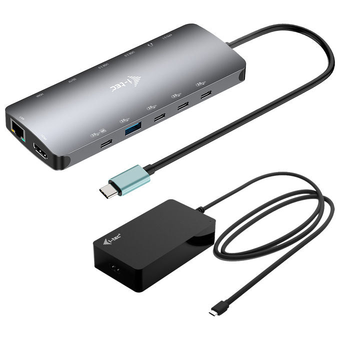 I-tec Docking Station USB-C Nano 3 Display 140W con Caricatore Universale
