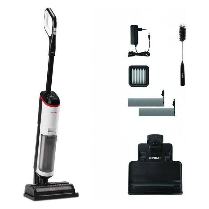 Polti WDEU0003 RollySteam Aspirapolvere Lavapavimenti Senza Filo 3in1 a Vapore HEPA 450W 14000Pa 35 min colore Nero Grigio Bianco