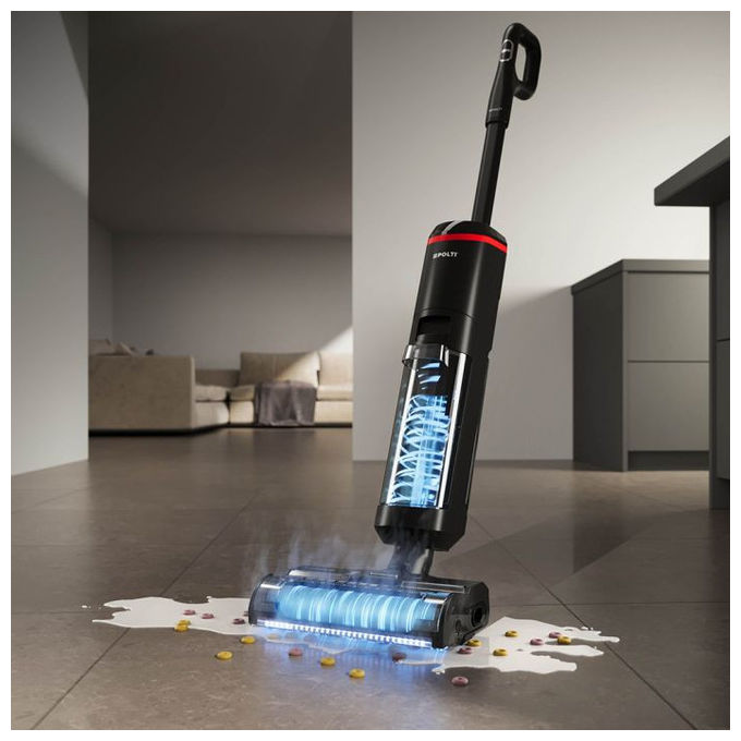 Polti WDEU0003 RollySteam Aspirapolvere Lavapavimenti Senza Filo 3in1 a Vapore HEPA 450W 14000Pa 35 min colore Nero Grigio Bianco