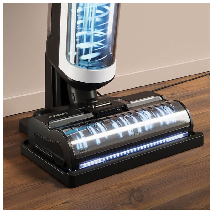 Polti WDEU0003 RollySteam Aspirapolvere Lavapavimenti Senza Filo 3in1 a Vapore HEPA 450W 14000Pa 35 min colore Nero Grigio Bianco