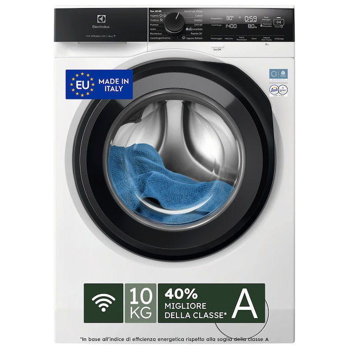Electrolux EW7F410Y Lavatrice Frontale 10Kg 1400rpm Classe A-40% SteamCare Bianco (84.7x59.7x63.6 cm)