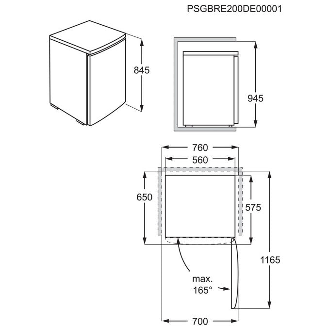 Electrolux LXB1AE13W0 Frigorifero Serie 500 OPTISPACE 134 L statico 845 mm E 38 dB colore Bianco