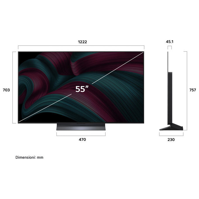 LG OLED55C55LA Serie C5 Smart TV OLED evo 55'' 4K WebOS 25 α9 Gen8 Dolby Vision VRR 144Hz 40W colore Nero